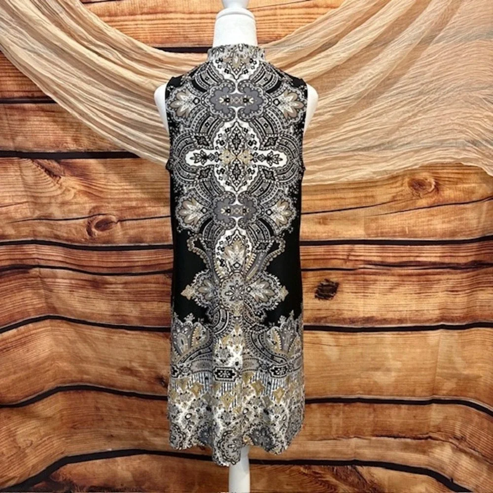 Tiana B. Womens Black/Gray Paisley‎ Print Boho Sheath Dress Size 10